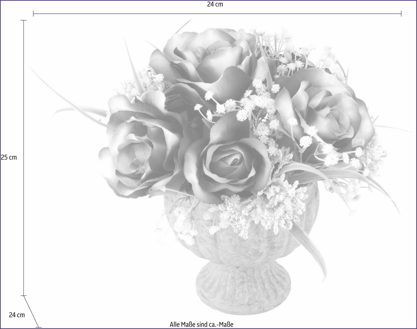 Kunstpflanze Arrangement Rosen in Pokal Rosen, I.GE.A., Höhe 25 cm Bild 2
