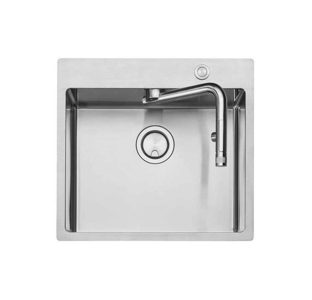 Naber Edelstahlspüle n-Set Corno Turno 60, Spüle und integrierte Armatur Turno, Edelstahl, 55/51 cm