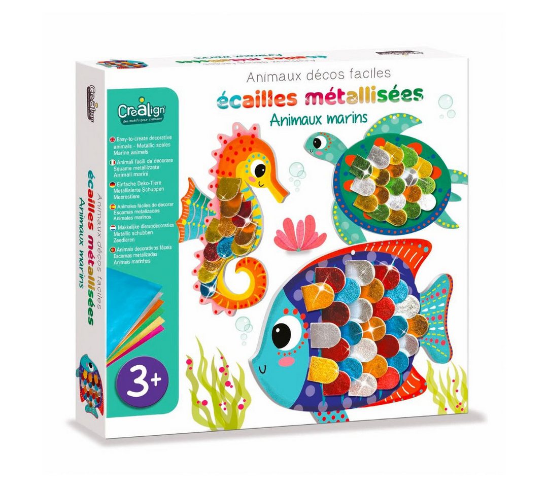 suebidou Kreativset Kinder Bastelset 'Metallische Schuppen' mit 3D Effekt versch. Tiere, nachhaltig, kreativ