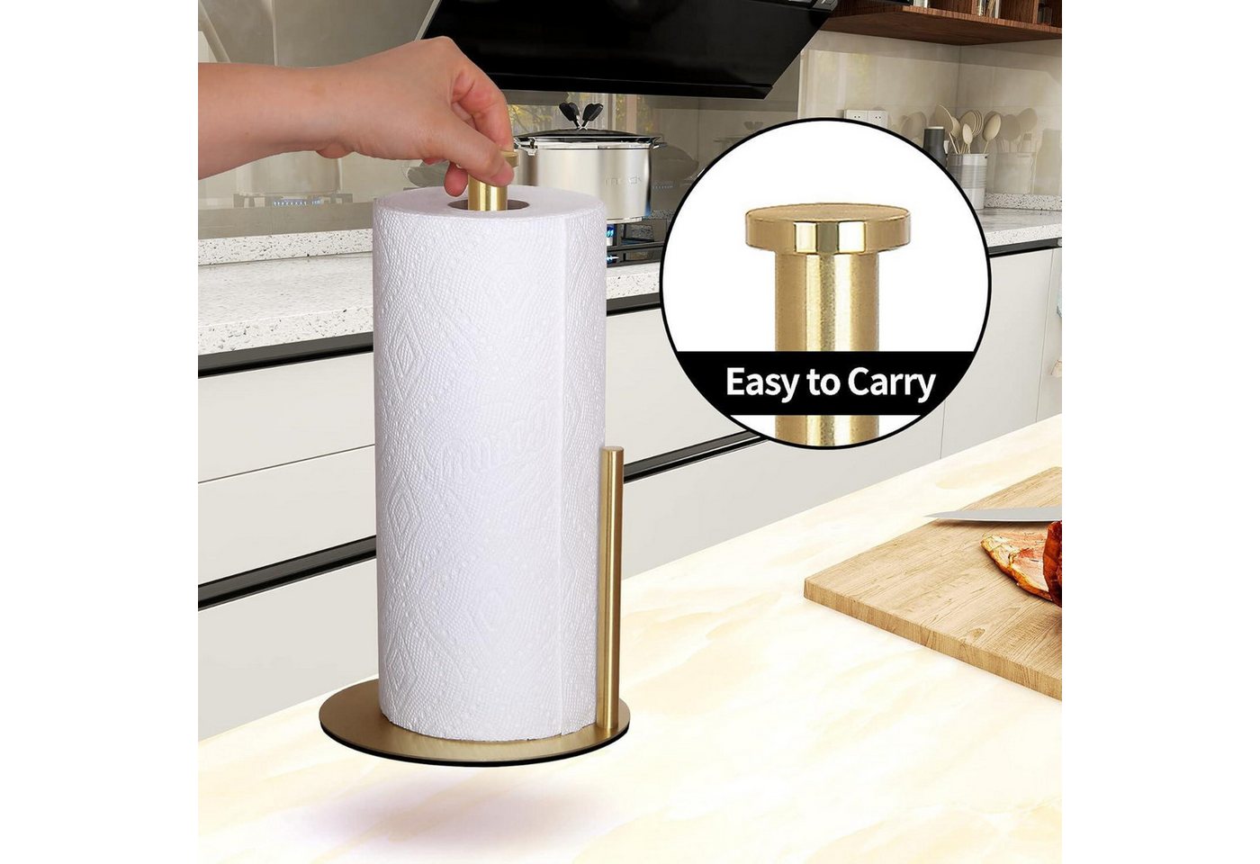 LuxusKollektion Küchenrollenhalter Küchenrollenhalter Edelstahl Gold stehend große Rollen Goldfarben