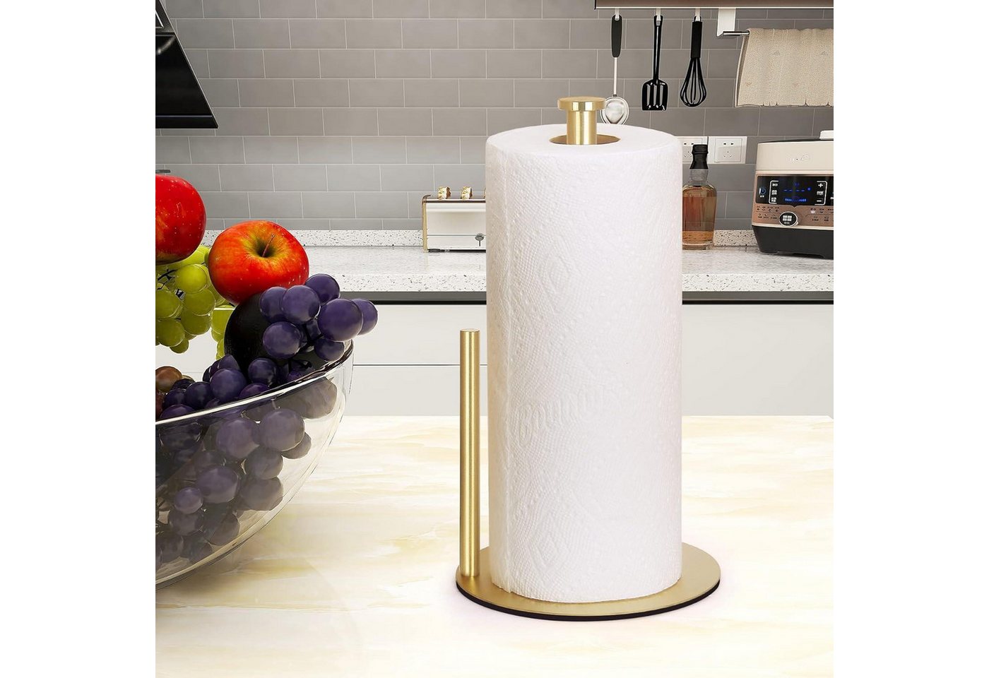 LuxusKollektion Küchenrollenhalter Küchenrollenhalter Edelstahl Gold stehend große Rollen Goldfarben Bild 2