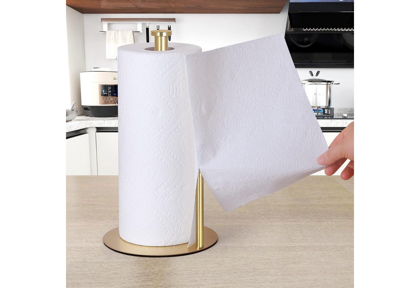 LuxusKollektion Küchenrollenhalter Küchenrollenhalter Edelstahl Gold stehend große Rollen Goldfarben Bild 5
