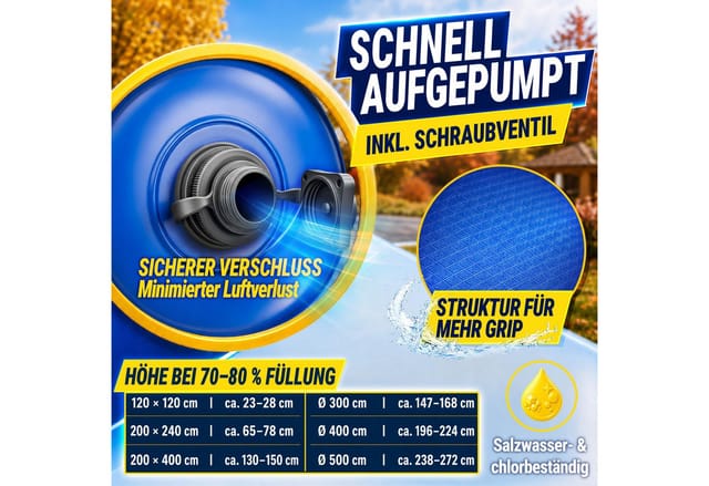 tillvex Pool tillvex® Poolkissen Winter XXL mit 12m Seil & Reparaturkit (Kissen zur Poolabdeckung frost- & chlorbeständig bis -20°C, 1-tlg., Winterkissen inkl. Schraubventil Überwinterung Pool), Poolkissen Winter XXL mit 12m Seil & Reparaturkit Luftkissen