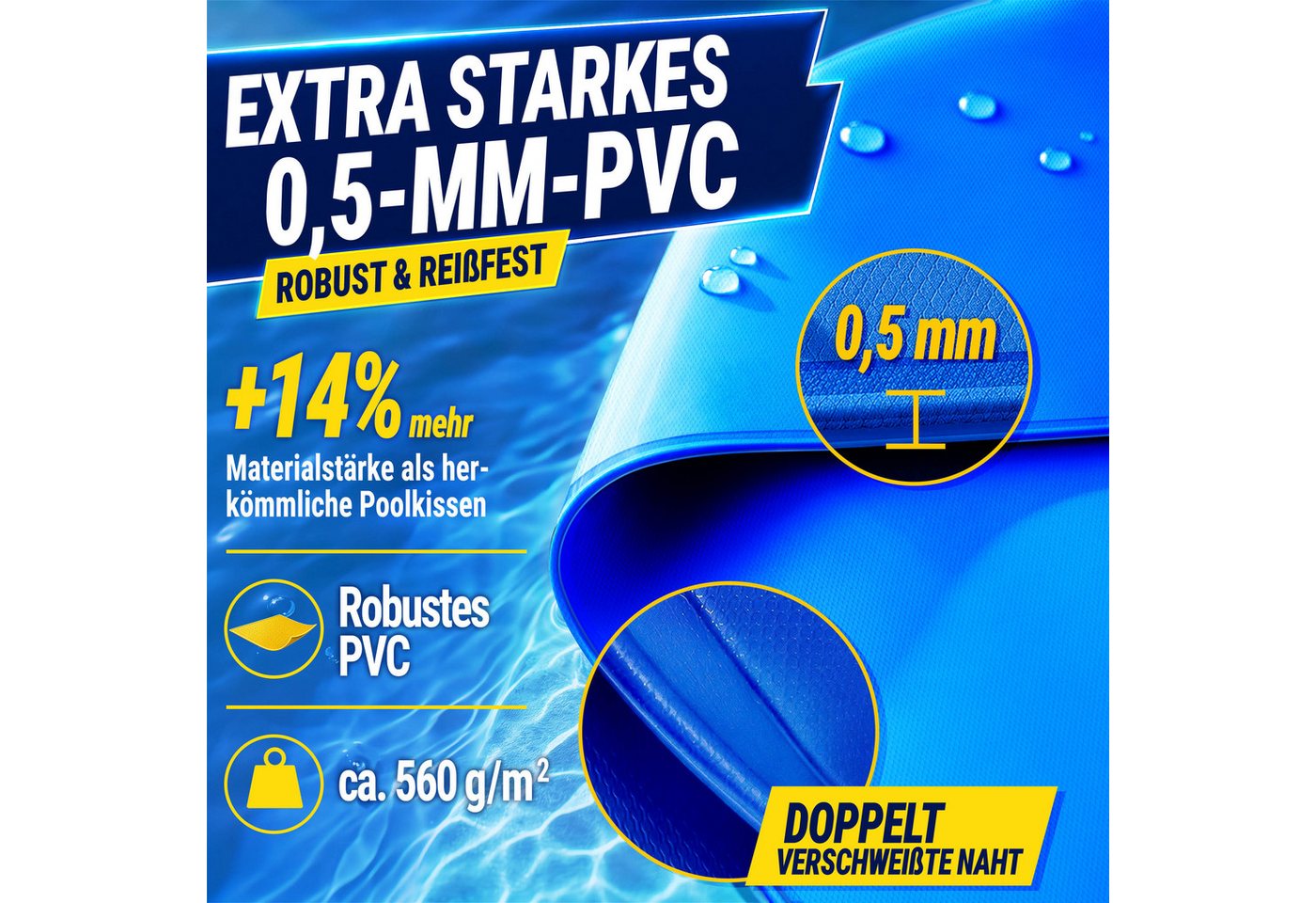 tillvex Pool tillvex® Poolkissen Winter XXL mit 12m Seil & Reparaturkit (Kissen zur Poolabdeckung frost- & chlorbeständig bis -20°C, 1-tlg., Winterkissen inkl. Schraubventil Überwinterung Pool), Poolkissen Winter XXL mit 12m Seil & Reparaturkit Luftkissen Bild 4