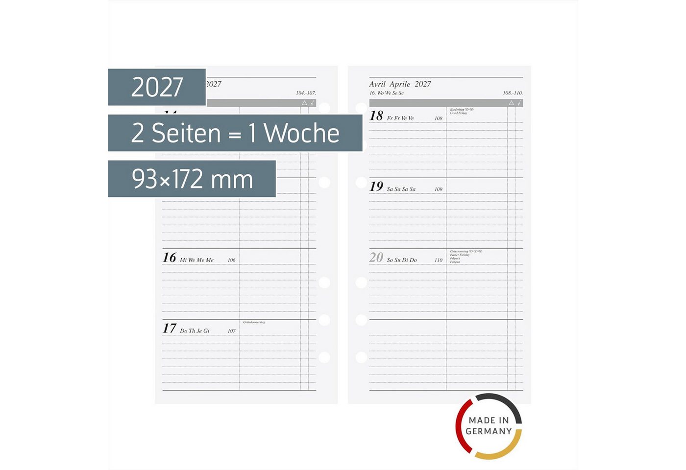 RIDO Monatskalender rido/idé Wochenkalendarium Timeplaner action 2027, 93×172 mm Bild 2