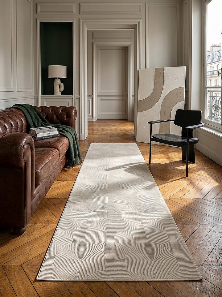 KADIMA DESIGN Teppich DALAR Creme Teppichläufer 80x150 Geometrisch Polypropylen Antirutsch, Läufer, Höhe: 9 mm, Saugroboter-geeignet, Strapazierfähig, Farbecht, Pflegeleicht Bild 4