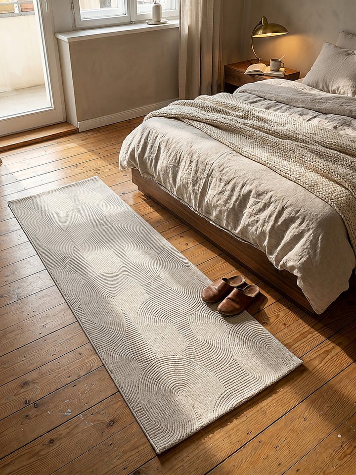 KADIMA DESIGN Teppich DALAR Creme Teppichläufer 80x150 Geometrisch Polypropylen Antirutsch, Läufer, Höhe: 9 mm, Saugroboter-geeignet, Strapazierfähig, Farbecht, Pflegeleicht Bild 5