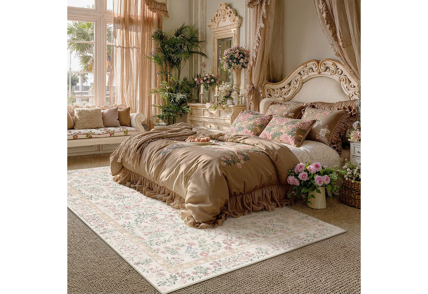 PURECOZY Teppich Kurzflor & Weich, waschbar & pflegeleicht, 120 x 180cm, Rosa, Rechteckig, Höhe: 5 mm, geeignet für verschiedene Innenräume Bild 2