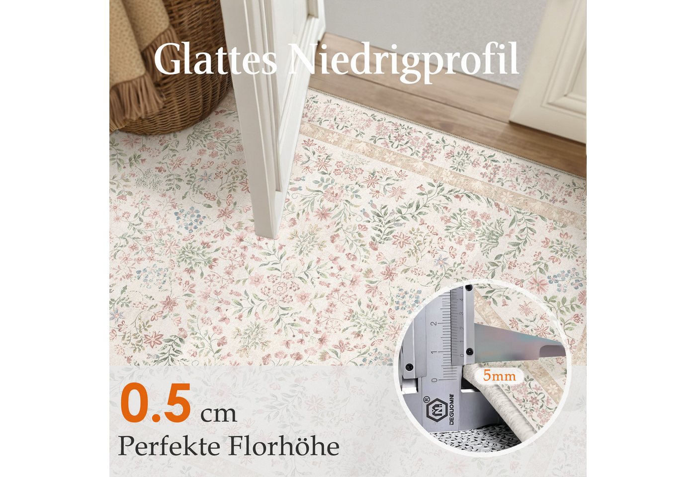 PURECOZY Teppich Kurzflor & Weich, waschbar & pflegeleicht, 120 x 180cm, Rosa, Rechteckig, Höhe: 5 mm, geeignet für verschiedene Innenräume Bild 5