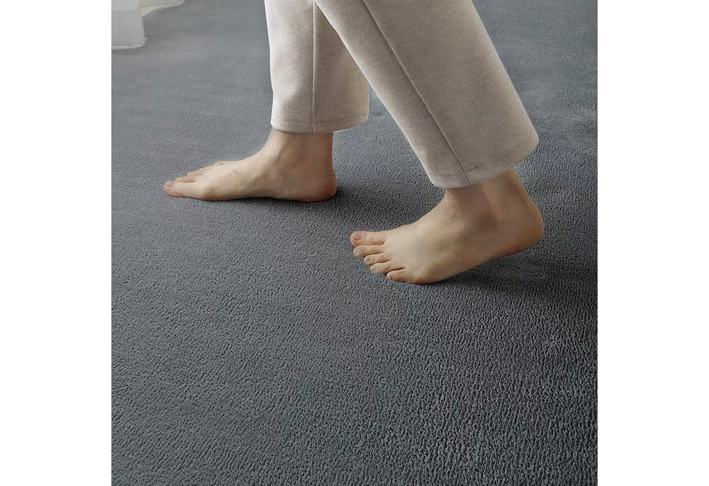 JEOBEST Teppich Waschbarer Teppich Wohnzimmer, Grösse:160x200cm, Rechteck,Kurzflor,Uni Farben,Rutschsichere Rückseite Bild 2