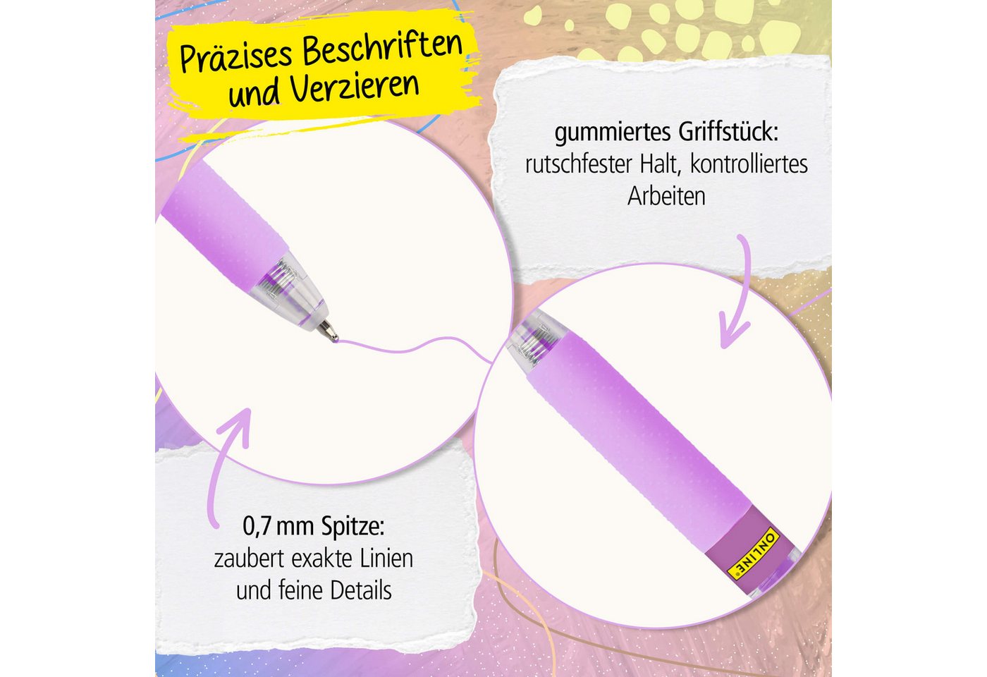 Online Pen Fineliner Acrylic Liner Fashion, (6), 6er Set Acrylic Liner mit stark deckender Acyrlfarbe Pastell