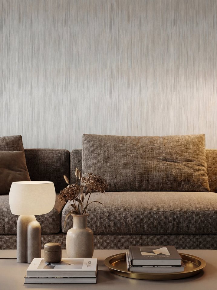 Newroom Vliestapete Amaris Taupe Tapete Vliestapete Blumen, Floral, Blumenranke, strukturiert, Mustertapete