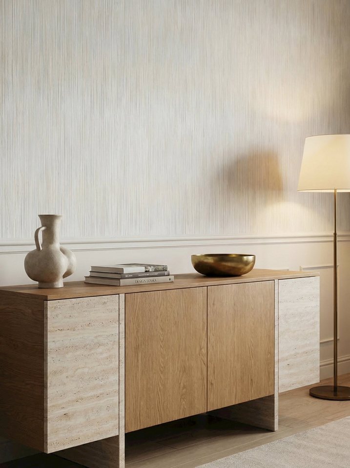 Newroom Vliestapete Amaris Taupe Tapete Vliestapete Blumen, Floral, Blumenranke, strukturiert, Mustertapete Bild 2