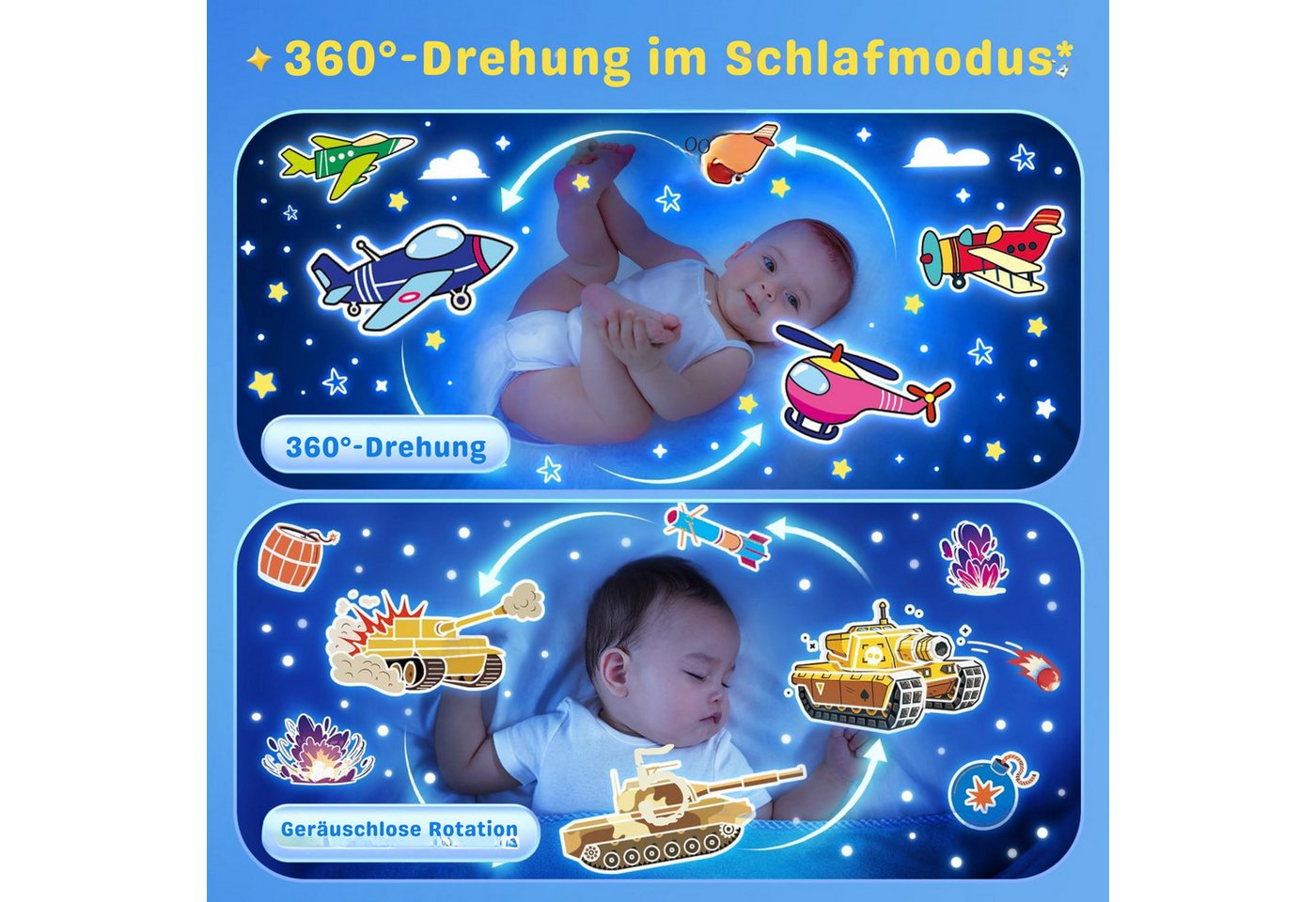 Vivitar LED-Sternenhimmel Dino-Ei-Projektor für Kinder, Nachtlicht mit 12 Projektionsfolien, Geschenk für Jungen und Mädchen, 360°-Drehung, 7 Farben, 15 Melodien und beruhigenden Klängen, 1200-mAh-Akku, aufladbar über USB-C, 15/30-Minuten-Timer, DIY-Dinosaurier-Ei mit Aufklebern zum Gestalten, Fernbedienung Nachtlicht für das Kinderzimmer, Weltraum-Projektor Bild 5