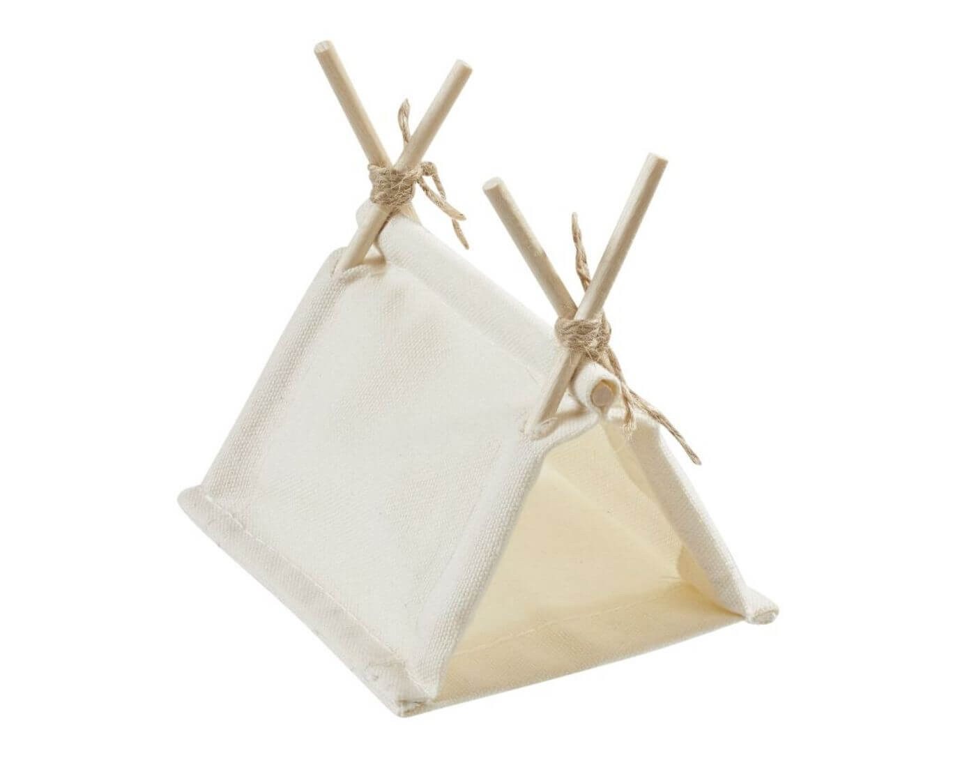 HobbyFun Wichteltür Miniatur Zelt, beige - Wichtel- und Puppenstube