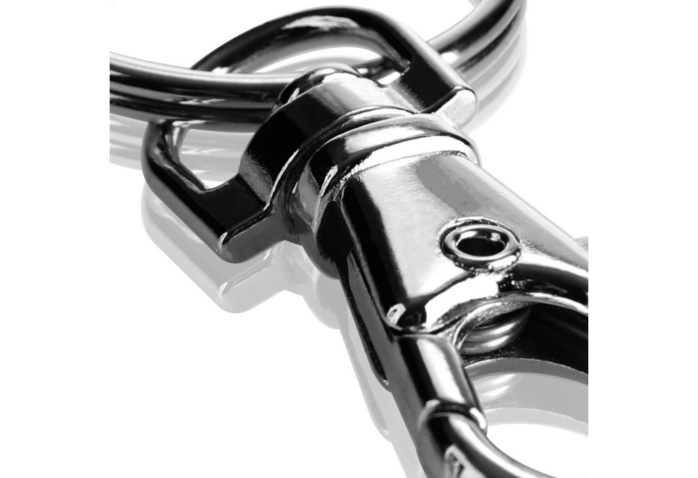 com-four Karabiner Karabinerhaken mit Schlüsselring, (20 St), Karabiner mit Drehgelenk für Schlüsselanhänger - 55 mm Bild 2