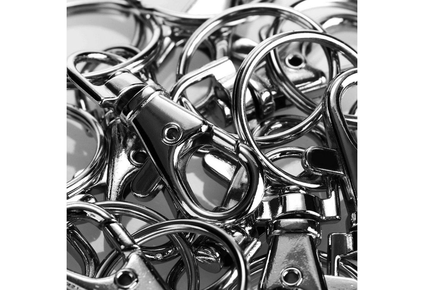 com-four Karabiner Karabinerhaken mit Schlüsselring, (20 St), Karabiner mit Drehgelenk für Schlüsselanhänger - 55 mm Bild 4
