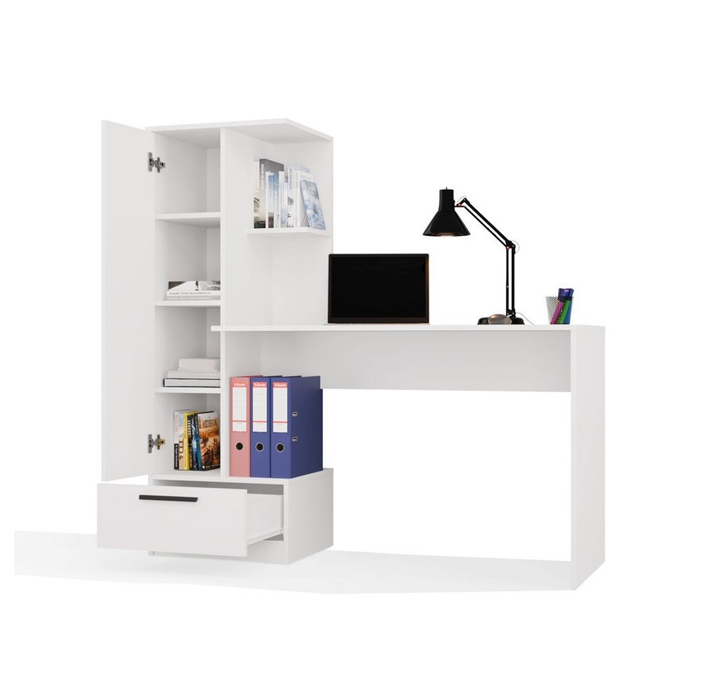 ibonto Regal-Schreibtisch Schreibtisch mit Bücherregal, Schublade und Stauraum, 2-in-1-Kombination Bild 2