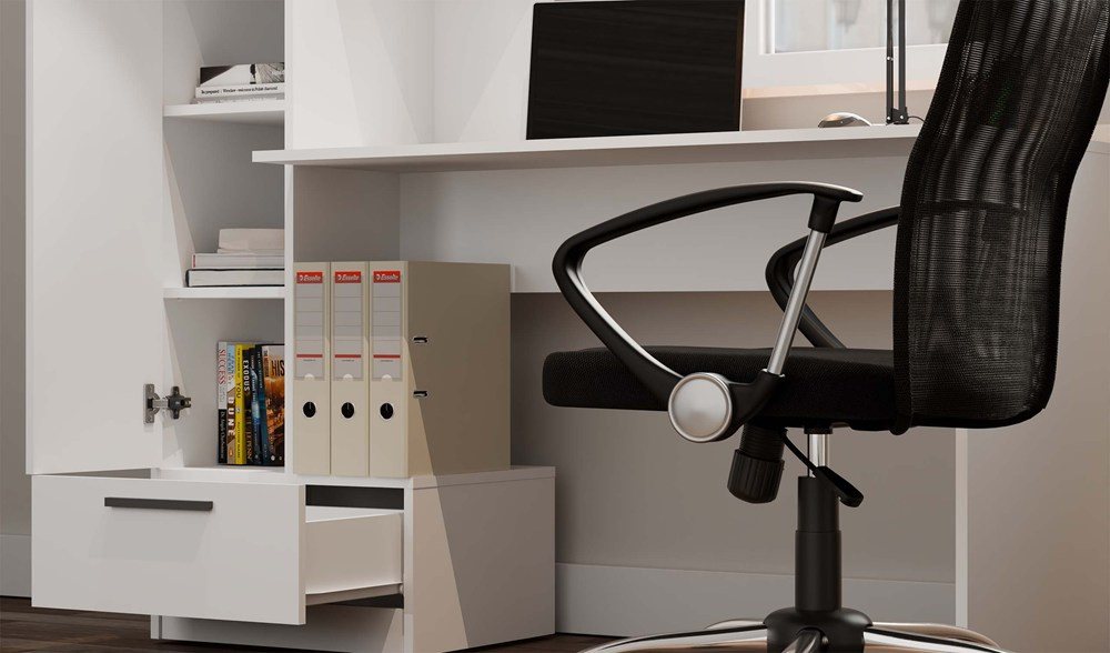 ibonto Regal-Schreibtisch Schreibtisch mit Bücherregal, Schublade und Stauraum, 2-in-1-Kombination Bild 5