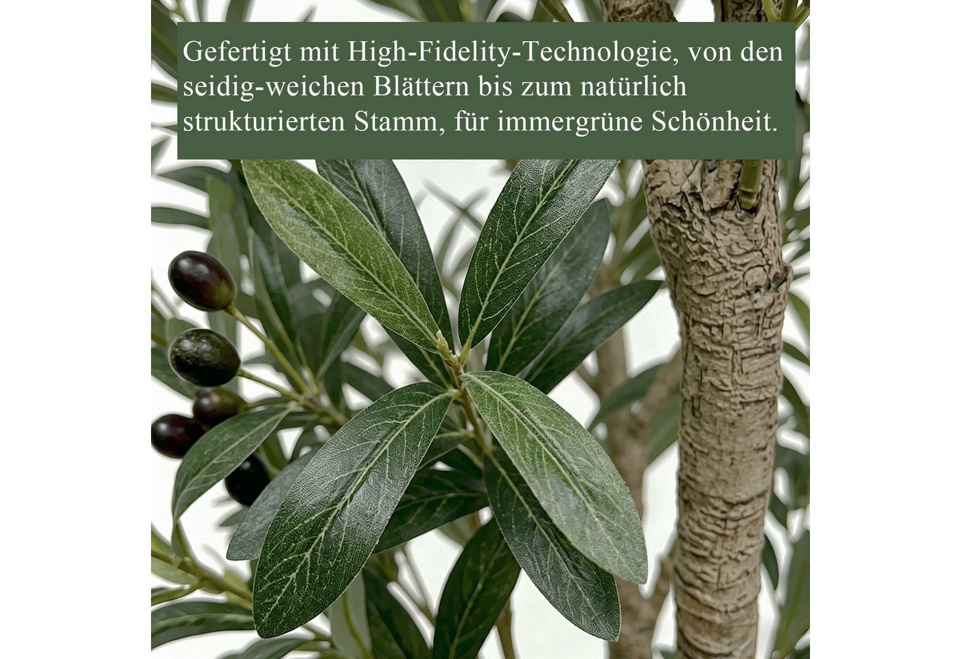 Künstliche Zimmerpflanze Olivenbaum Mehrere Höhen zur Auswahl, naturgetreuer im Topf Zimmerdeko, CASSILANDO, Höhe 120 cm Bild 2