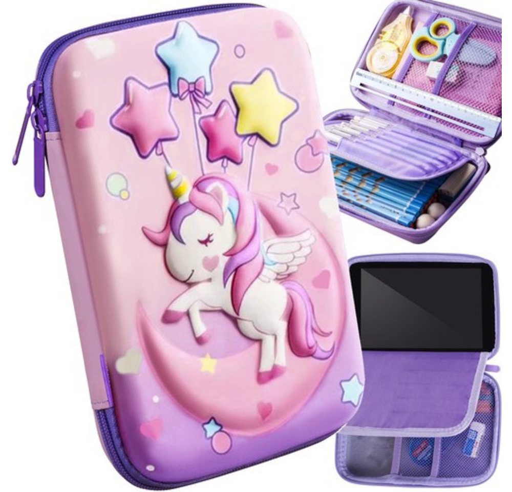 MAALEO Federmäppchen Federtasche Schreibwarentasche, (Spar-Set, 1-tlg., Einhorn-Design), Faltmäppchen zum verstauen von Stiften