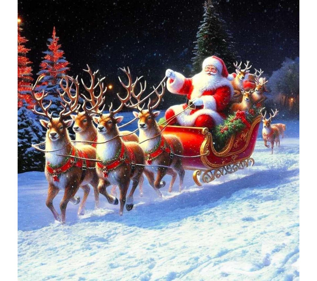 Rötting Design Malen nach Zahlen Diamond Painting Set 5D DIY Motiv Weihnachtsmann on Tour (Komplett-Set), Diamond Painting Vollbild, Lieferung enthält alle Utensilien