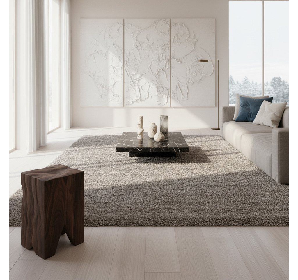 KADIMA DESIGN Teppich SALZACH Shaggy Langflor Wohnzimmer Schlafzimmer Waschbar Esszimmer, Läufer, Höhe: 52 mm, Beige, 60x110 cm, Wohnzimmerteppich Strapazierfähig Waschbar Bild 2