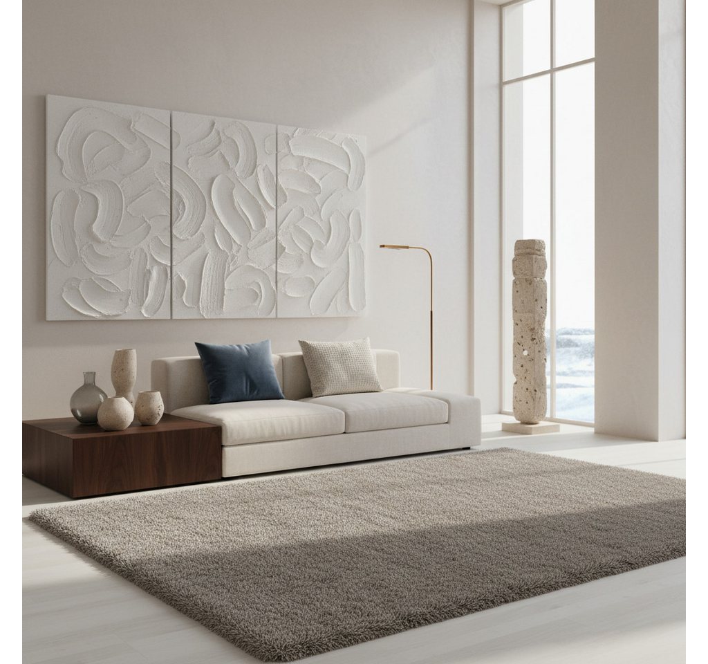 KADIMA DESIGN Teppich SALZACH Shaggy Langflor Wohnzimmer Schlafzimmer Waschbar Esszimmer, Läufer, Höhe: 52 mm, Beige, 60x110 cm, Wohnzimmerteppich Strapazierfähig Waschbar Bild 4