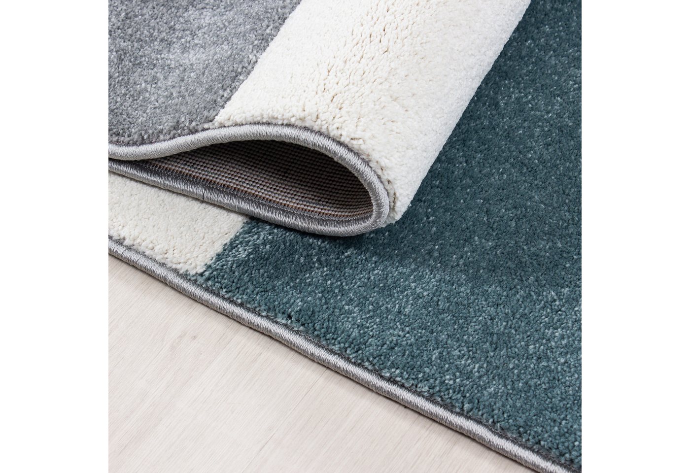 KADIMA DESIGN Teppich LATEMAR Wohnzimmer Schlafzimmer Waschbar Wohnzimmerteppich Esszimmer, Läufer, Höhe: 15 mm, Blau, 80x150 cm, Strapazierfähig Fußbodenheizung Karo Waschbar