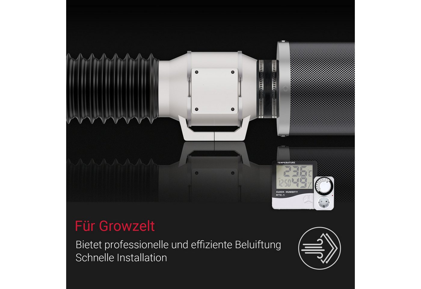 CannoBox Gewächshaus CannoBox Growbox 100/150mm Abluft Komplett Set Growzelt Indoor Bild 4