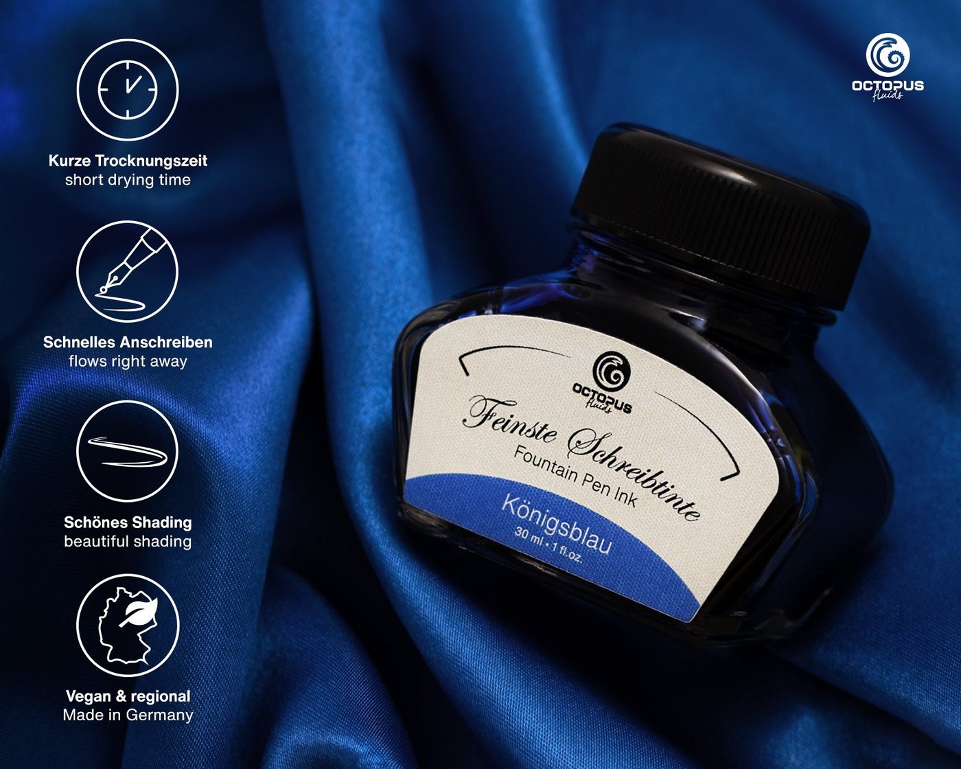 DIPLOMAT Füllhalter Excellence A2 Midnight Blue Chrom mit Schreibtinte, (Spar-Set mit Tintenkonverter und Schreibtinte Königsblau von Octopus Fluids), MADE IN GERMANY Bild 5