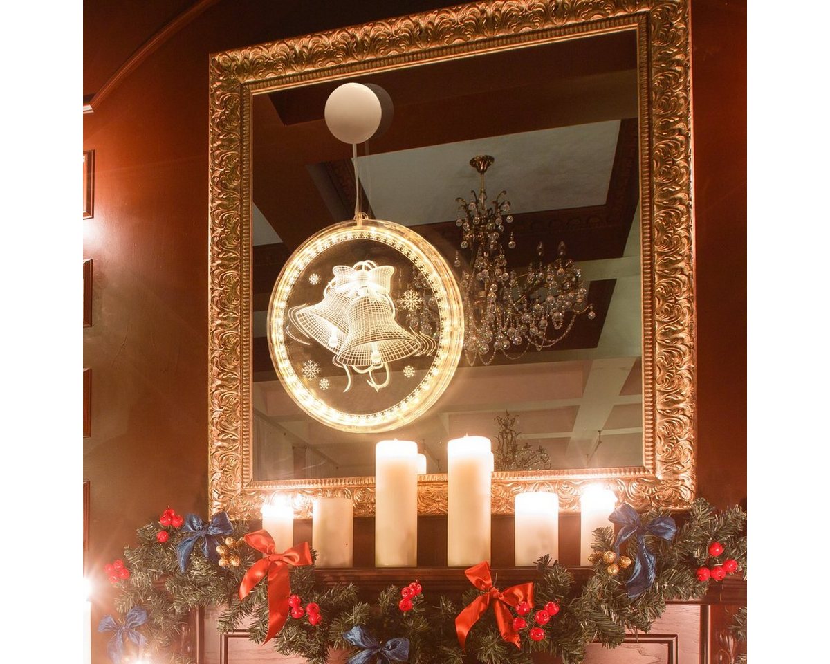 Rosnek Beleuchtetes Fensterbild Weihnachtsthema, 3D-Effekt, hängend/klebend, für Fenster Wand Deko, Batterie, Restaurant Schlafzimmer Bild 2