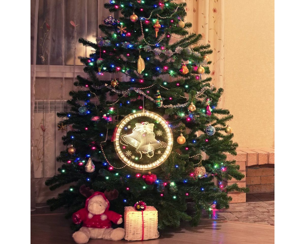 Rosnek Beleuchtetes Fensterbild Weihnachtsthema, 3D-Effekt, hängend/klebend, für Fenster Wand Deko, Batterie, Restaurant Schlafzimmer Bild 4