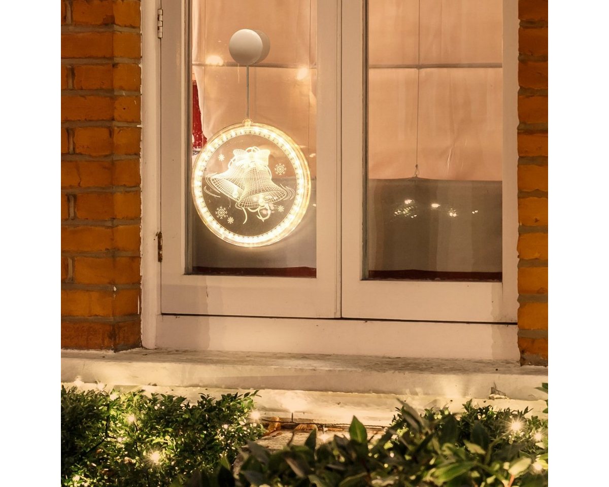 Rosnek Beleuchtetes Fensterbild Weihnachtsthema, 3D-Effekt, hängend/klebend, für Fenster Wand Deko, Batterie, Restaurant Schlafzimmer Bild 5