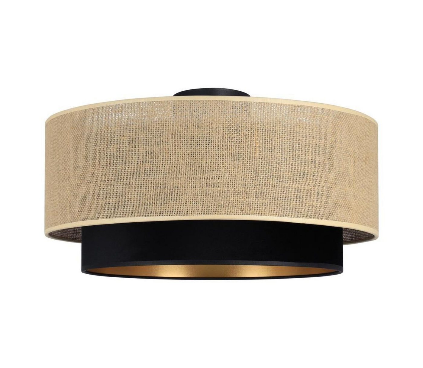 Licht-Erlebnisse Deckenleuchte JELO, ohne Leuchtmittel, Stoff Metall rund D: 45 cm in Schwarz Beige Gold E27 Modern