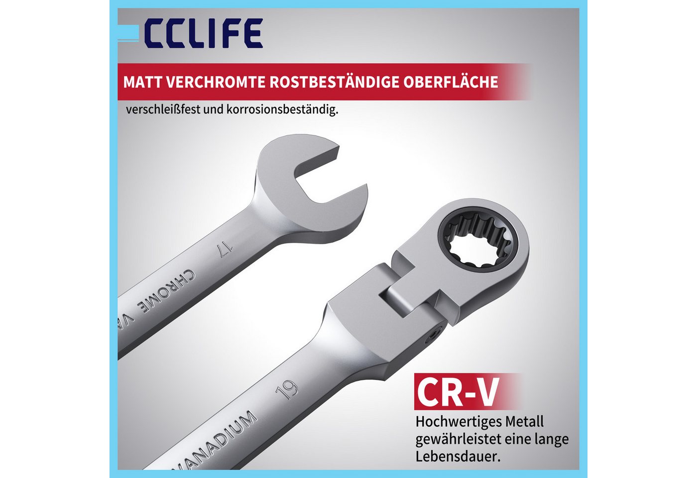 CCLIFE Gabelschlüssel CCLIFE Gelenk Ratschenschluessel Satz 180 Grad Flexibel Werkzeug (12 St) Bild 2