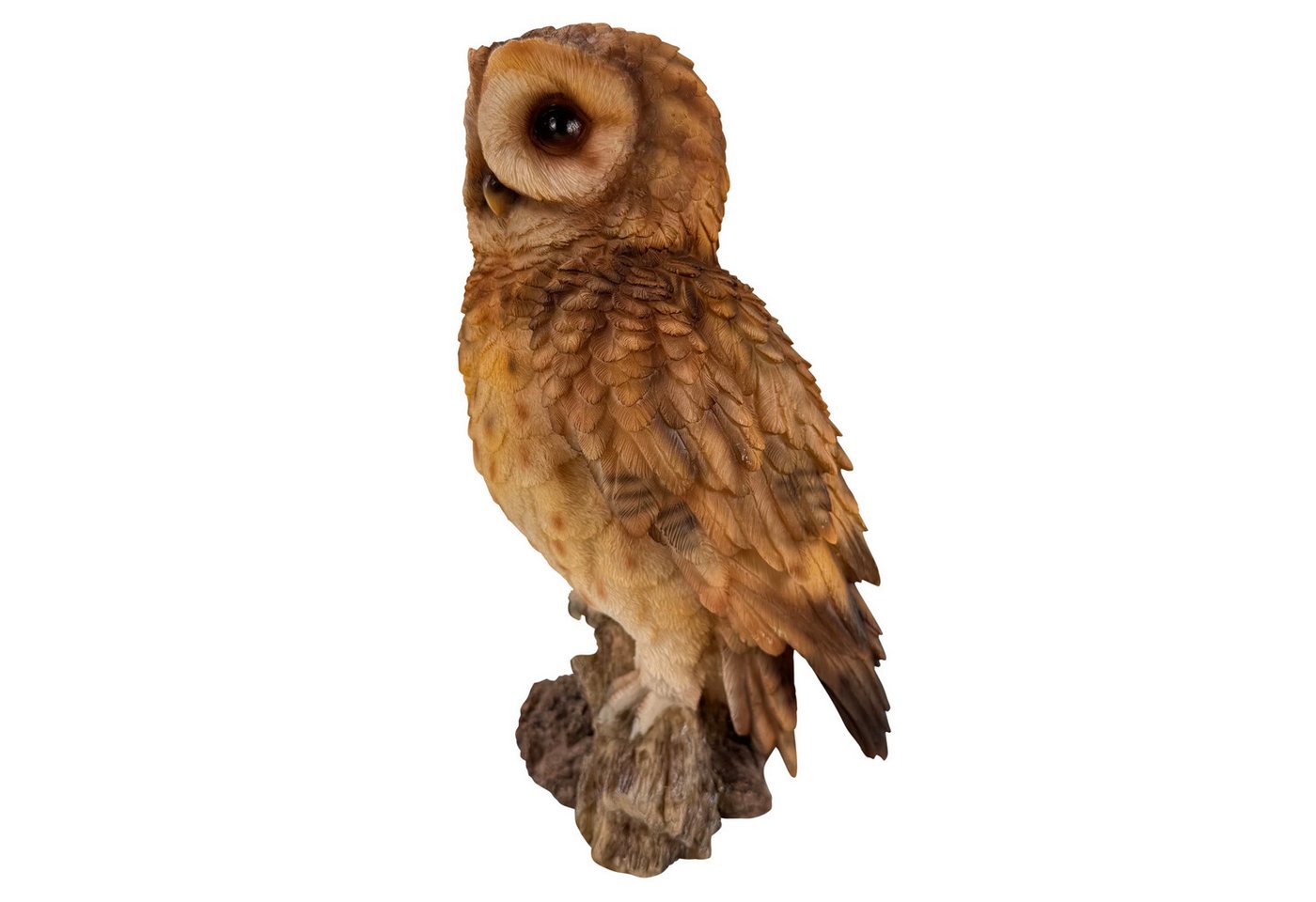 Online-Fuchs Gartenfigur für außen - Eule, Uhu, Kauz mit braunen Gefieder - Deko Figuren, (für den Innen- und Außenbereich, detailreiches Federkleid), aus langlebigem Kunstharz gefertigt - wetterfest - 31 cm groß