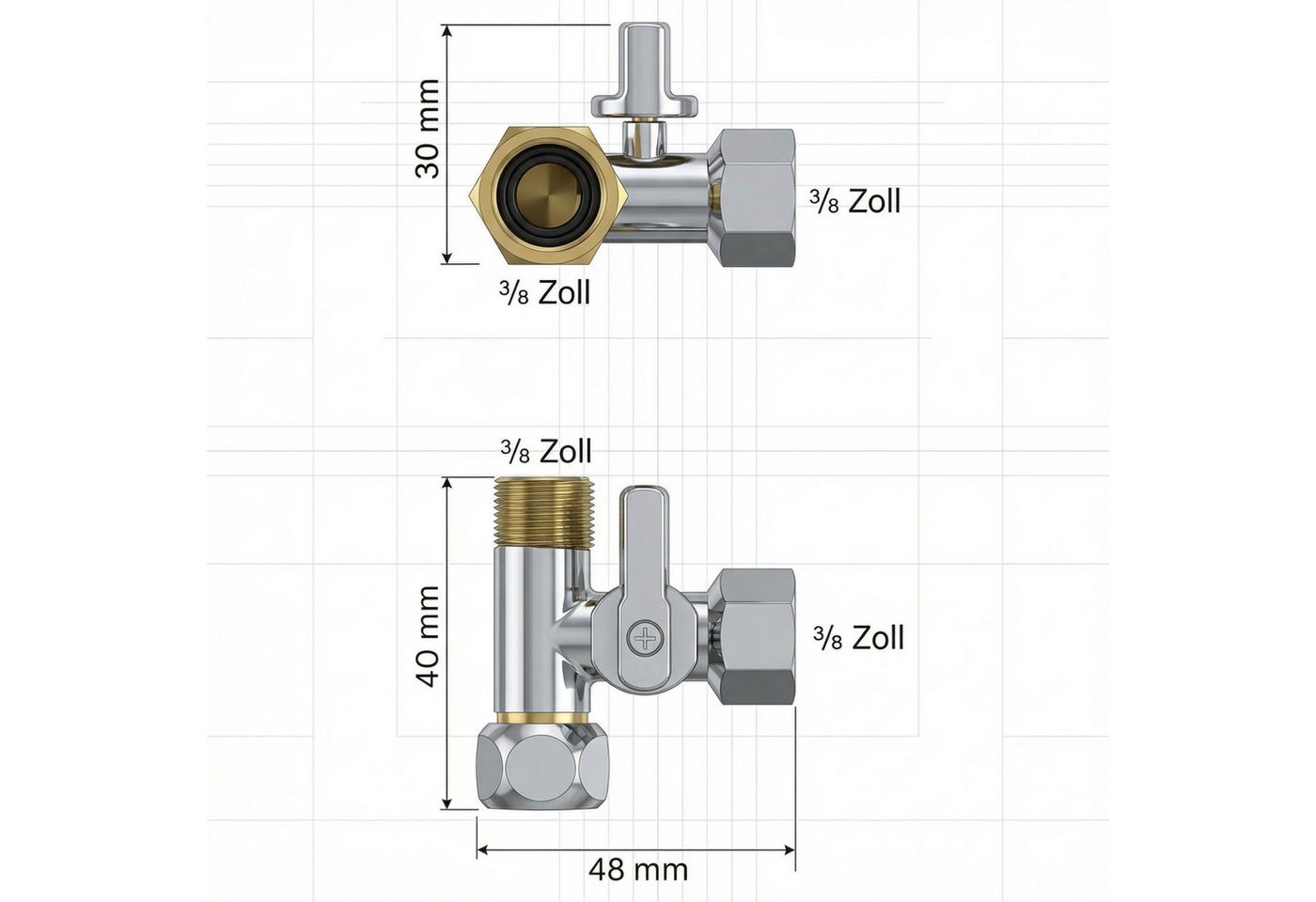 Neues Wasser T-Stück T-Stück Absperrventil 3/8" für Wasserfilter-Anschluss, für Umkehrosmose, Side-by-Side-Kühlschrank & Kaffeemaschine Bild 4