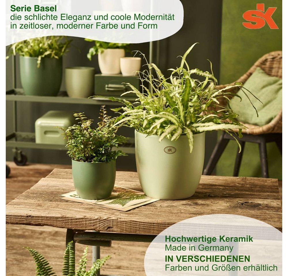 Heimwerkercenter Übertopf SK - Soendgen Keramikübertopf Serie Basel ø10 cm, moosgrün matt