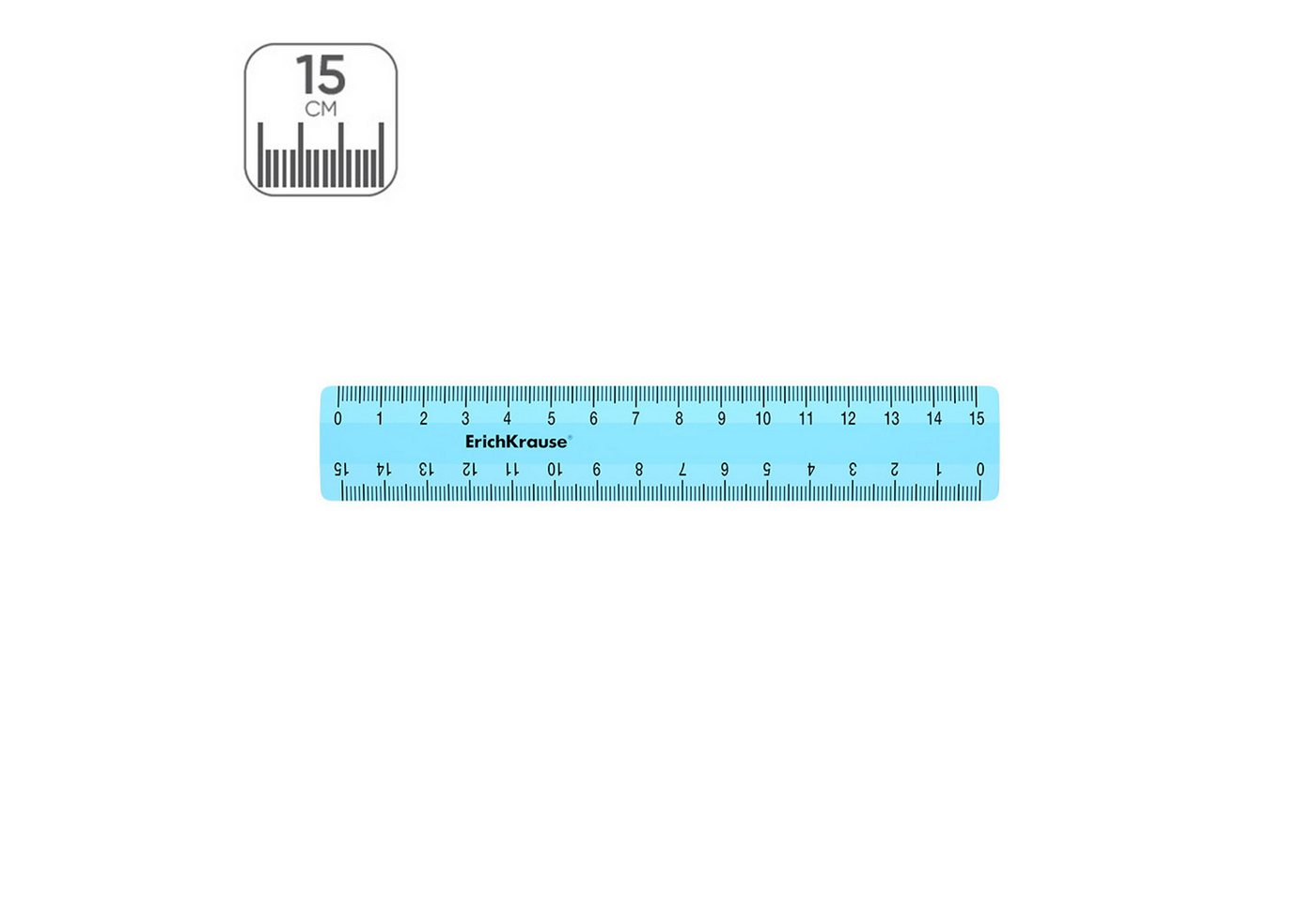 Erich Krause Lineal, Lineal 15cm doppelseitig Kunststoff 1 Stück Hellblau
