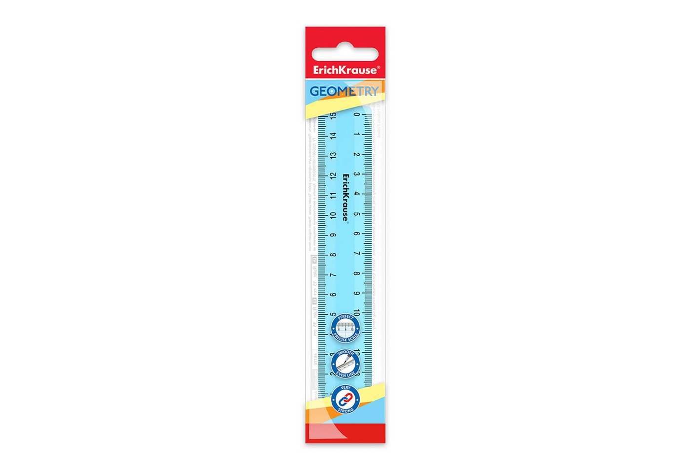 Erich Krause Lineal, Lineal 15cm doppelseitig Kunststoff 1 Stück Hellblau Bild 2