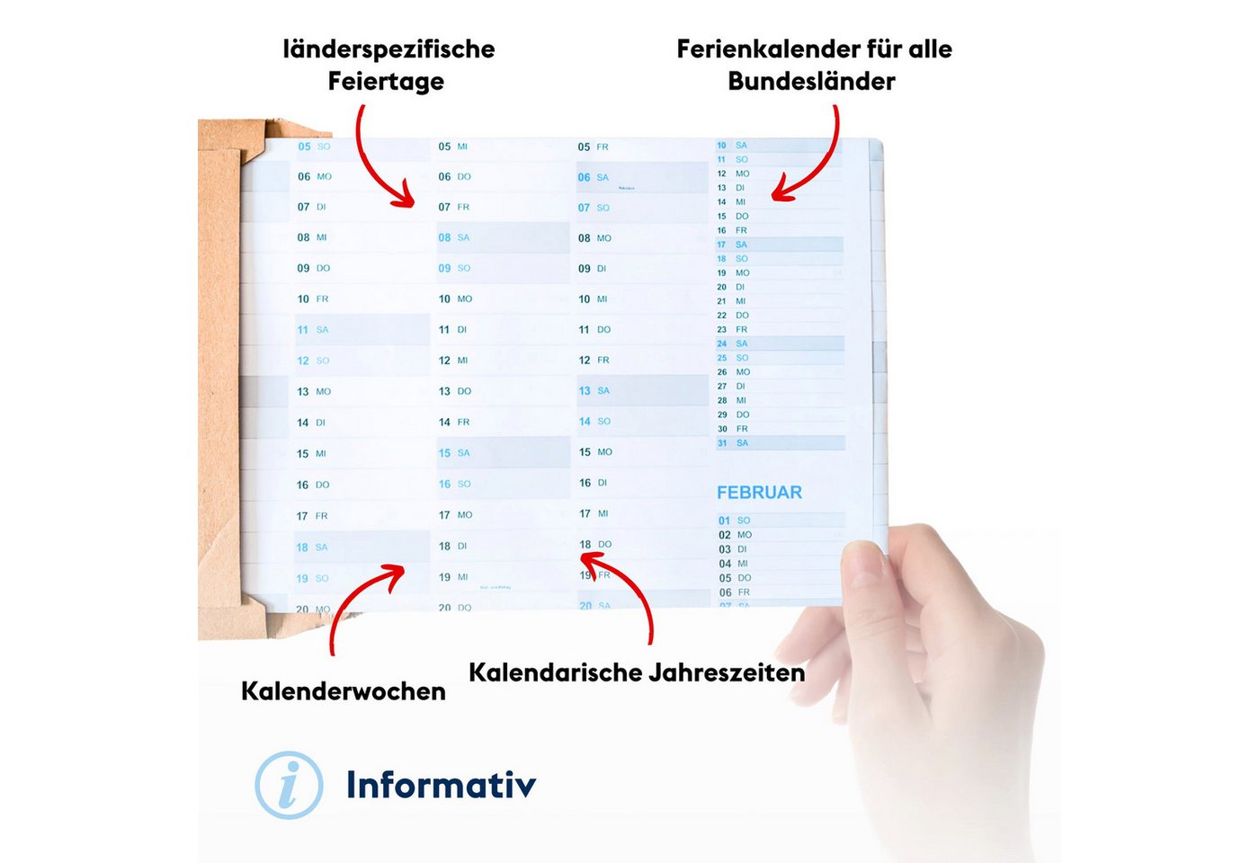 FLYERALARM Wandkalender Jahreskalender 2027 Wandkalender (100x70 cm) + Jan, Feb 2028, Große Felder Bild 2