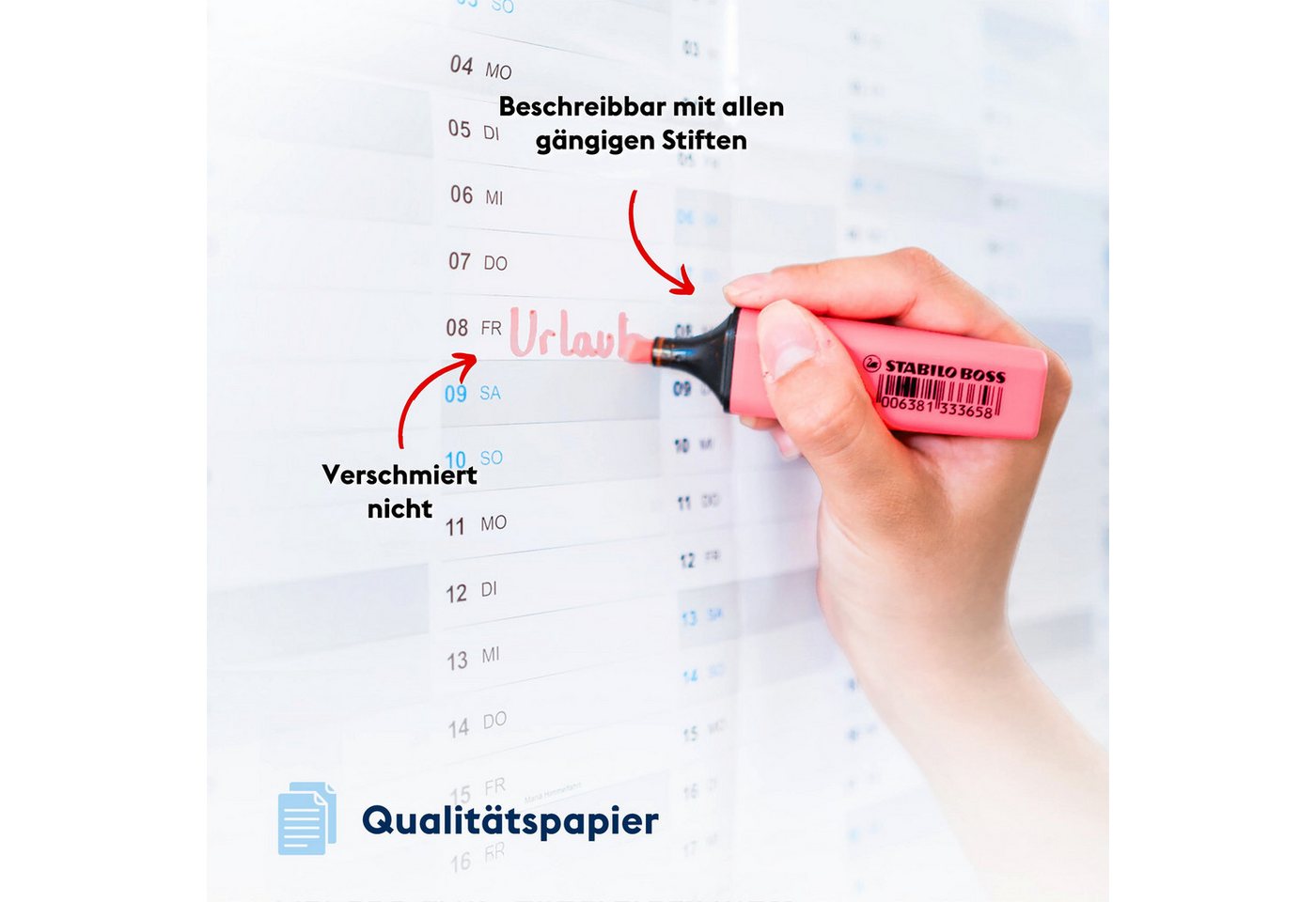 FLYERALARM Wandkalender Jahreskalender 2027 Wandkalender (100x70 cm) + Jan, Feb 2028, Große Felder Bild 4