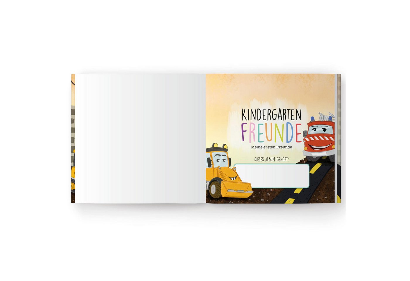 CUPCAKES & KISSES Freundebuch Kindergartenfreundebuch Bagger Album Kita Baustelle Bild 2