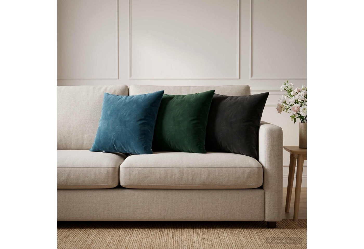 vidaXL Zierkissen Kissen mit Kissen HEERLEN 6 Stk. Schwarz Samt, (6 St) Bild 4