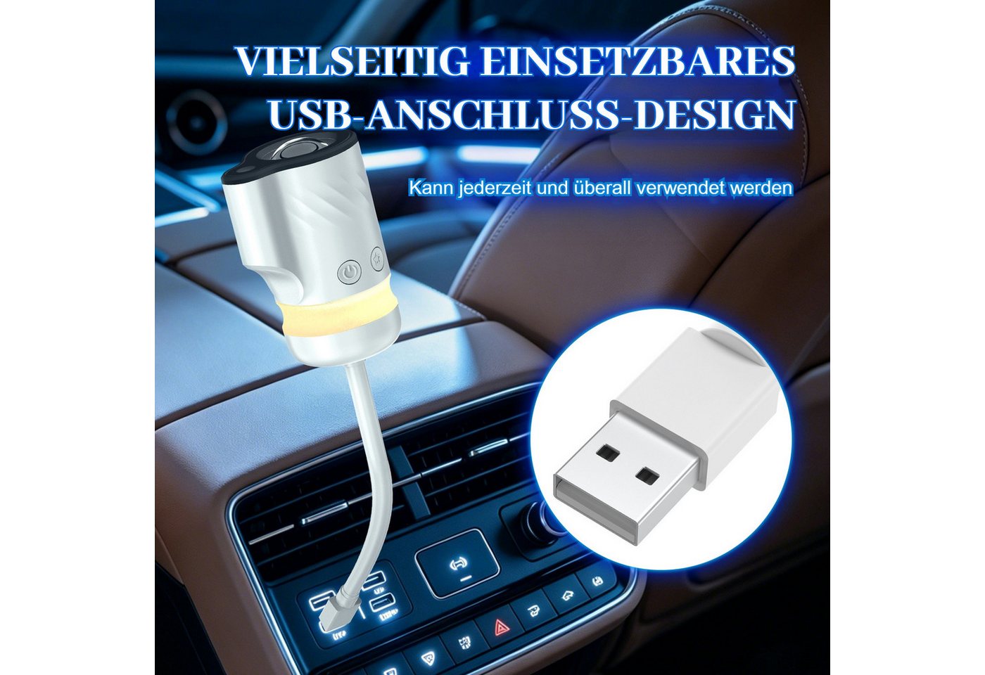 PRIISF LED Nachtlicht 360° Rotation Sternenhimmel Projektor Galaxy Nachtlicht Wohnatmosphäre, Baby Einschlafhilfe, USB-Nachtlicht PLUG & PLAY LED-Sternenhimmel für das Auto-Dachhimmel, RGB Nordlicht Aurora Stern Projector Lampe Atmosphäre 9 Lichtmodi, HD Smart Holografisch Deckenprojektor für Kinder Erwachsene Bild 2