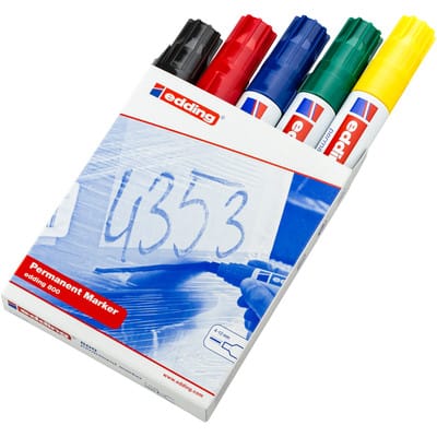 Edding - 4-800999 Permanentmarker Schwarz, Rot, Blau, Grün, Gelb wasserfest: Ja