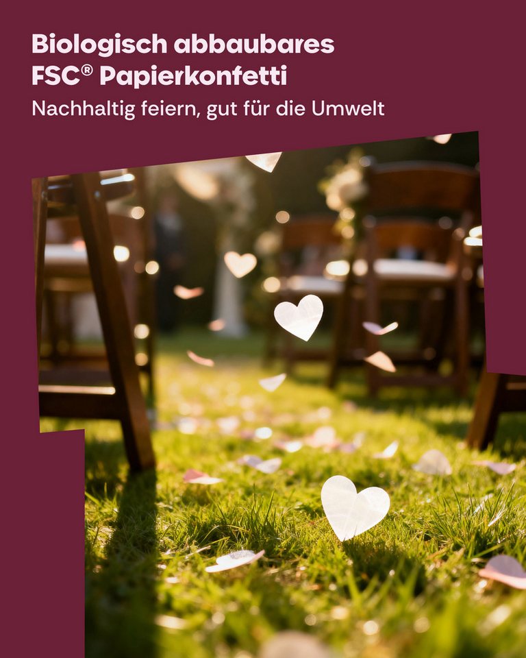 Partyjoker Konfetti Konfettikanone Herzen Weiß - FSC Konfetti - 5-8 m Strahl - Party, Extra Groß & FSC Papier – 5-8 Meter Hochzeitsregen Bild 5