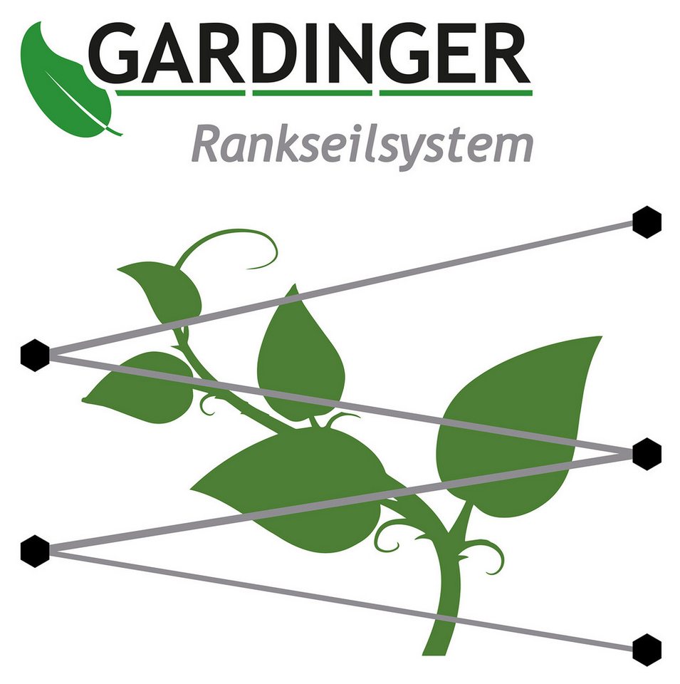 GARDINGER Rankhilfe Rankhilfe Rankseilsystem Edelstahl mit Schrauben und 10 m Drahtseil Bild 2