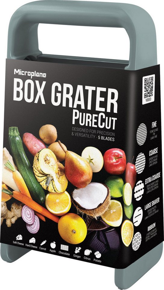 Microplane Küchenreibe Box Grater / Vierkantreibe PureCut – 5-in-1 – Eucalyptus Green 34742 Bild 4